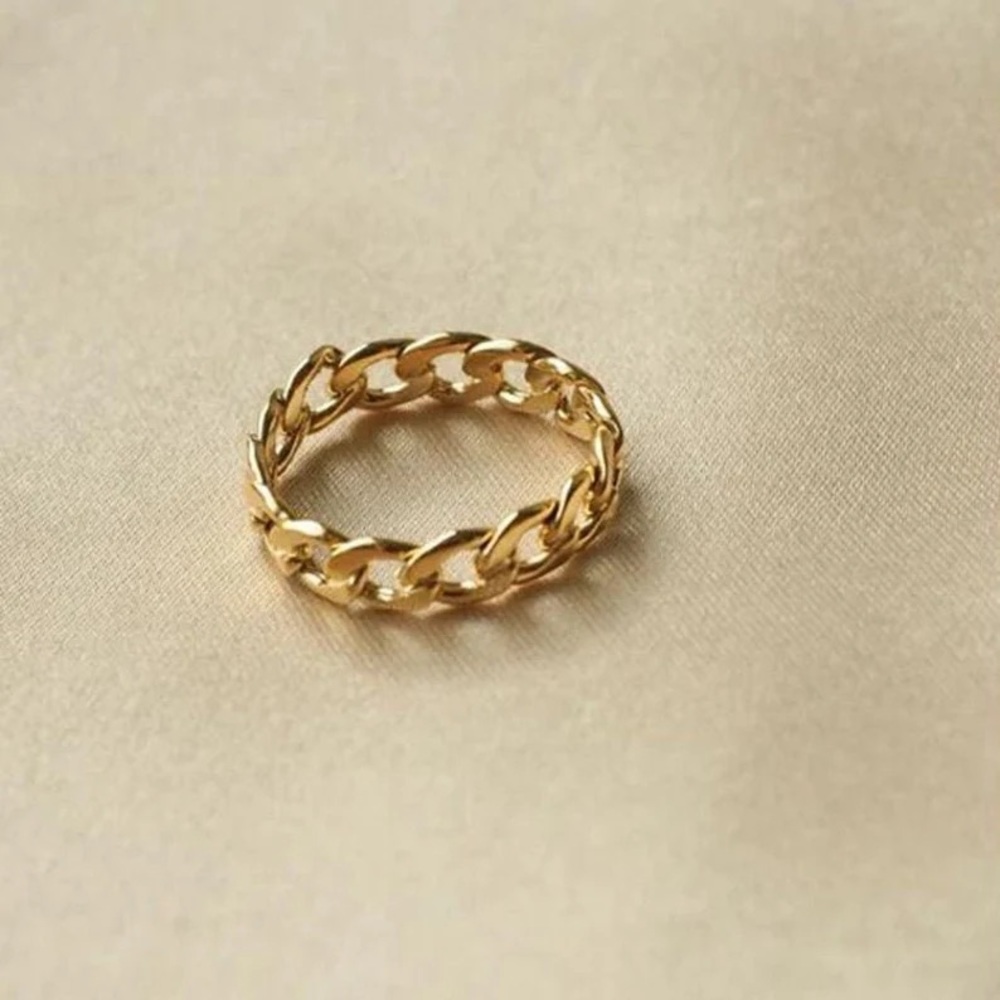 18k Gold Chain Ring, Link Ring, Thick Chain Ring, Chain Ring, Gold Ring